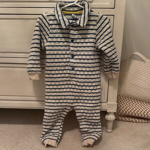 Old Navy Cream and Blue Striped Baby Onesie
